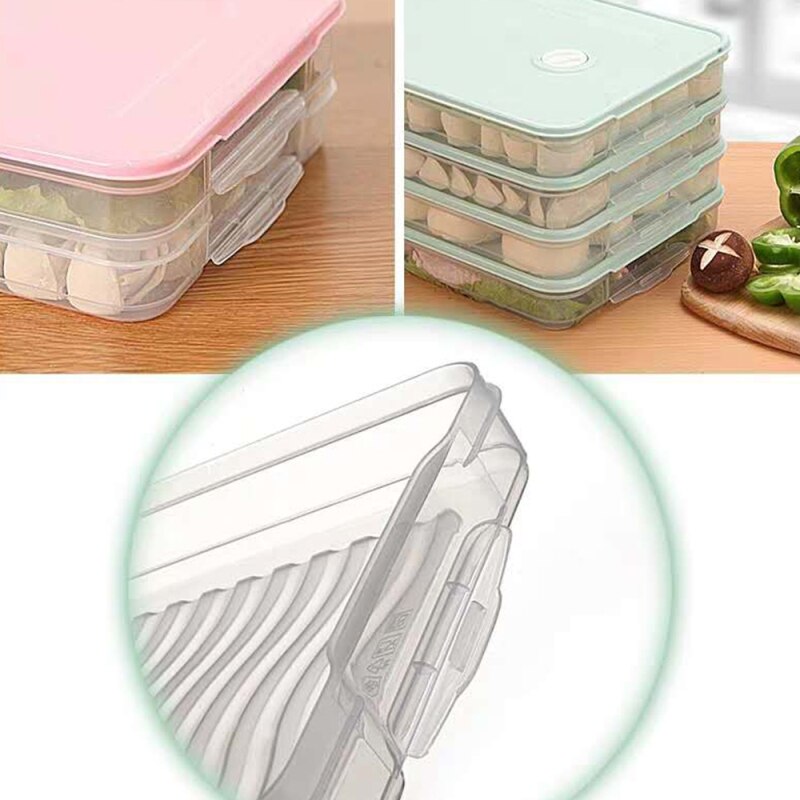 Dumpling Box Refrigerator Food Container No Divide Kitchen Transparent With Cover Plastic Storage Case Kitchen Accessories