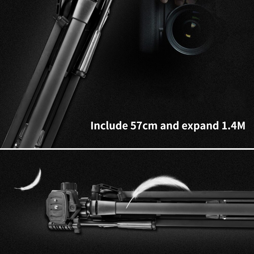 WT3520 Adjustable Lightweight Handle Retractable Aluminum Alloy Outdoor Rotatable Tripod Stand Anti Slip Foldable Camera Video