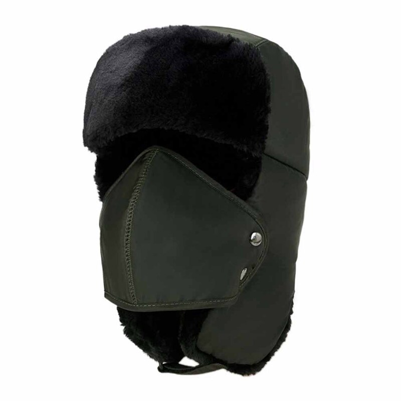 Men Winter Aviator Bomber Hat Trooper Ear Flap Snow Ski Elmer Fudd Mask Hood Cap: Army Green