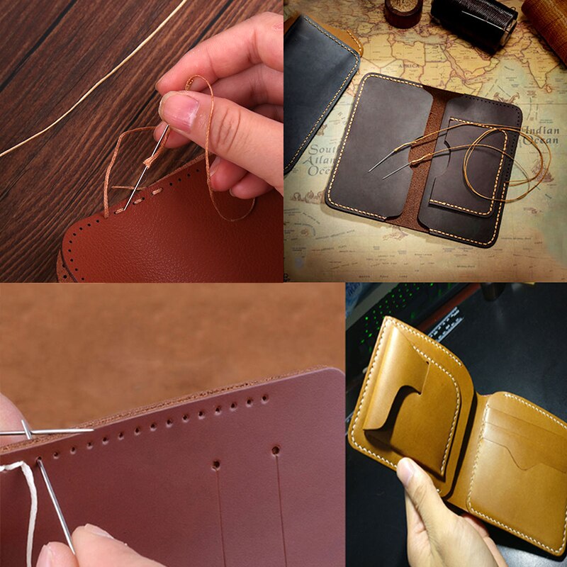 MIUSIE Leather Waxed Thread Sewing Kits Hand Sewing Needles with Leather Craft for Leather Canvas DIY Sewing Accessories