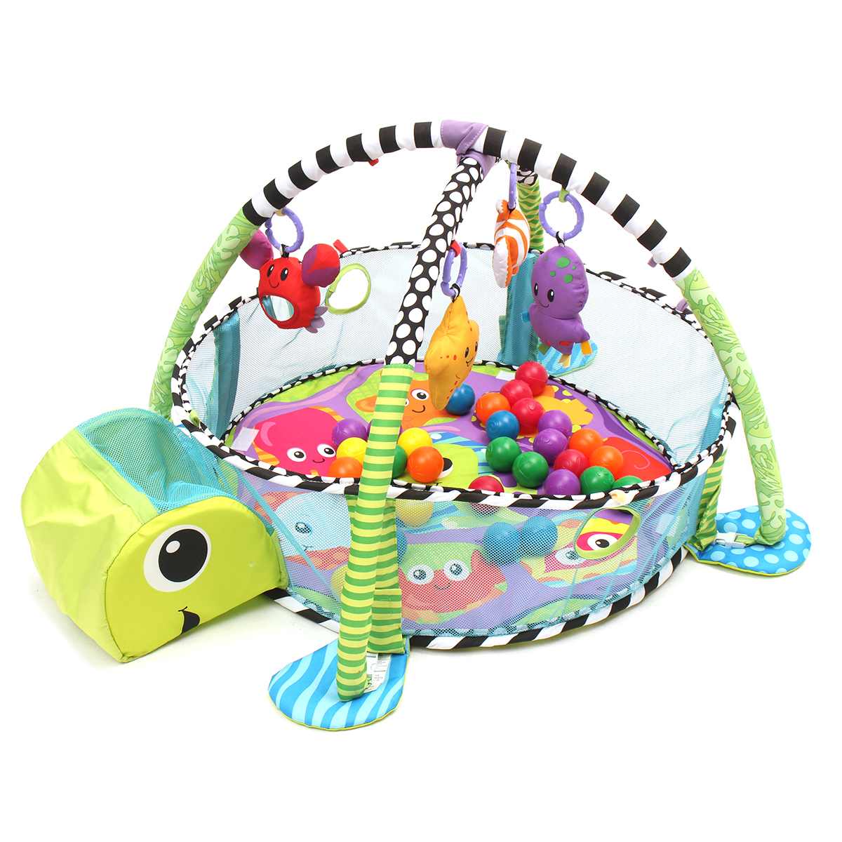 Baby 3 in 1 Play Mat Children Crawling Mat Blanket Newborn Rug Kids Activity Mat Gym Baby Tapete Infant Fitness Frame Guardrail: turtle 26x19in