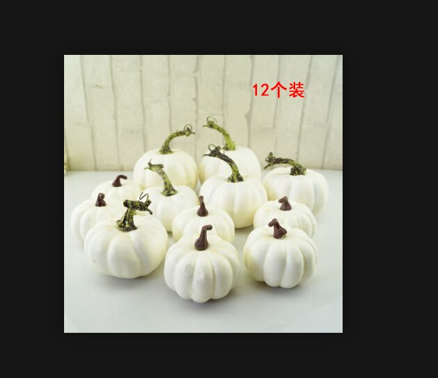 12 PCS Halloween Pumpkin Foam Artificial Mini Halloween Party Decor Orange & White Halloween Simulation Pumpkin Props Figurines: 12pcs white