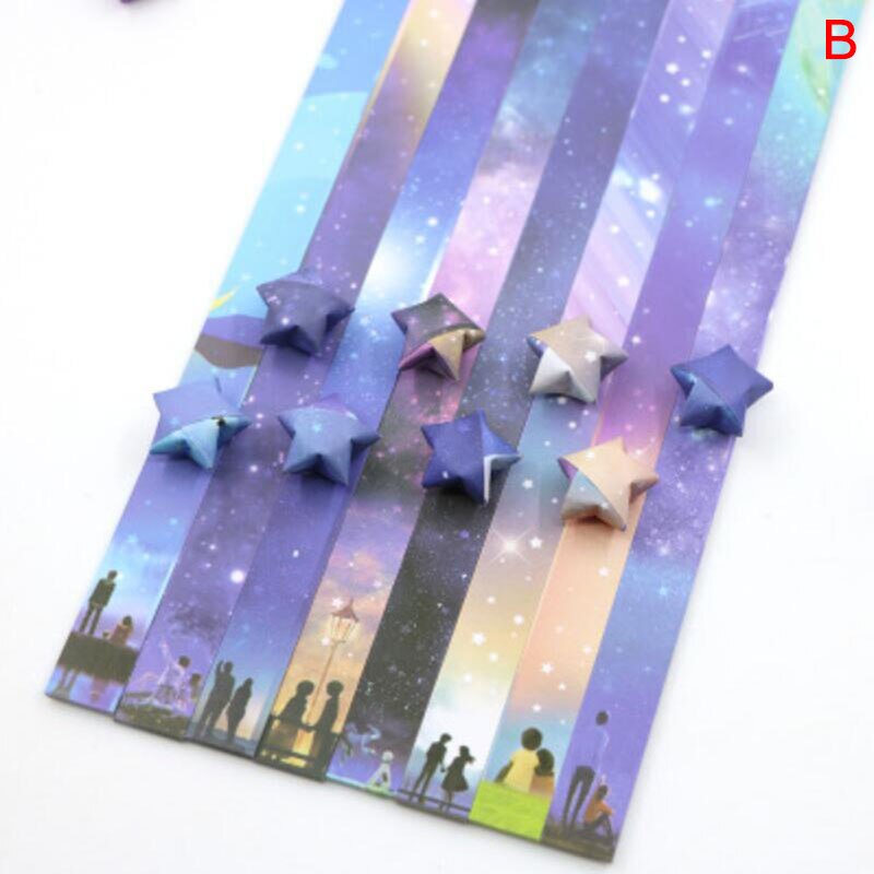 136 X Vouwen Papier Lucky Star Papier Strip Sky Universe Patroon Origami Ambachtelijke Handgemaakte Thuis Diy Kaarten Decoratie: Licht Groen