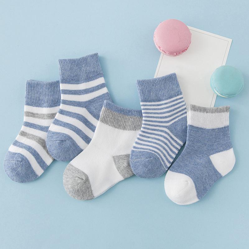 5 paare/paket Herbst Unisex Baby Jungen Socken Kinder Socke Baumwolle Kinder Mädchen Socken 0-6Y: Blue / 0-1