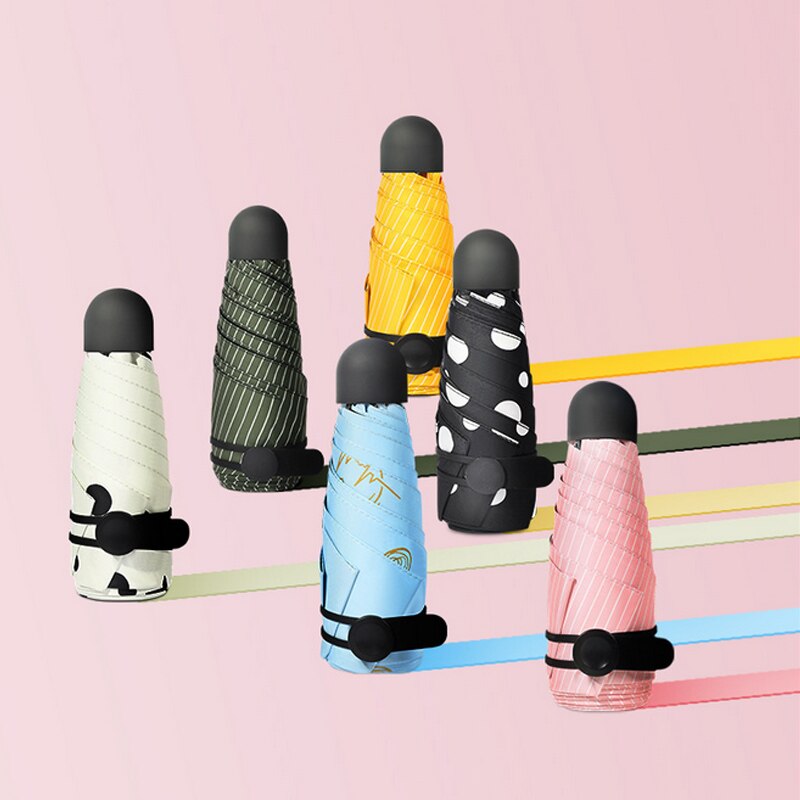 18cm Ultralight Mini Sunshade Umbrella Pocket Umbrella Black Plastic Sunscreen And UV Protection Female Folding Sun Umbrella