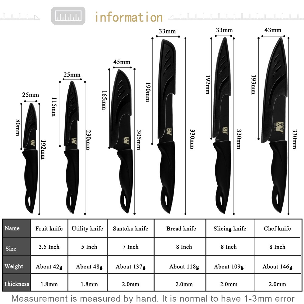Xyj rustfritt stål kniv kjøkken bestikk kniver sett verktøy frukt verktøy santoku kokk skjære brød rustfritt stål kniver verktøy