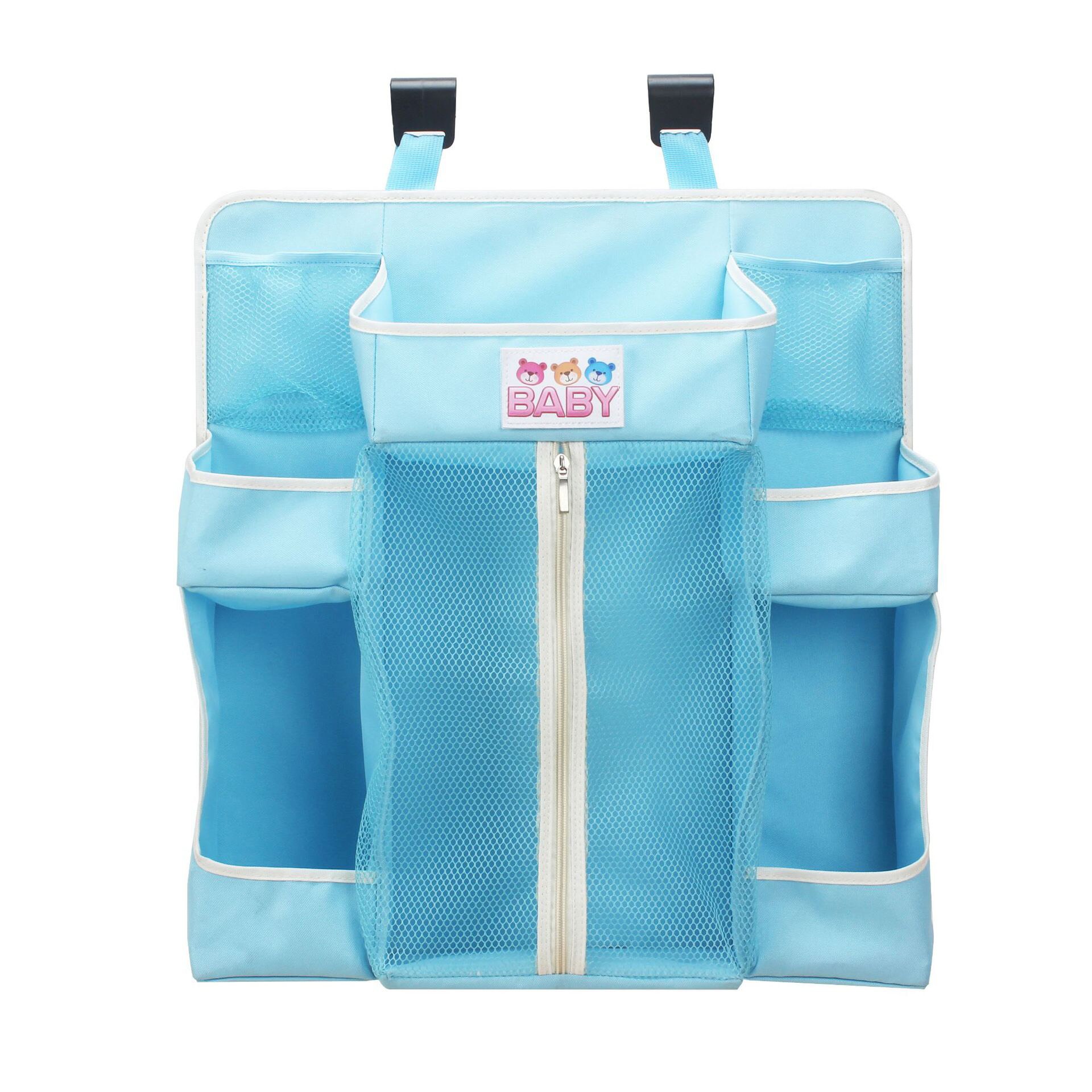 Baby sengetøj arrangør stor plads til nyfødte krybbe arrangør baby pleje uafhængig lukket ble opbevaringspose vugge taske sengetøj: Blå