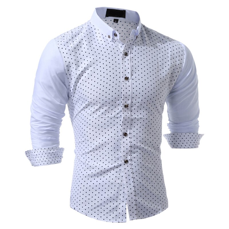 Print Casual Men Long Sleeve Shirt Men Slim Fit Style Stitching Pocket Fabric Soft Comfortable Shirt