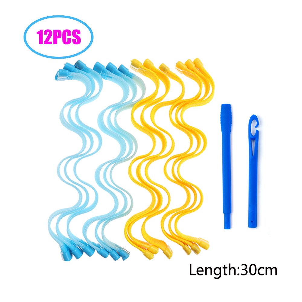 Harmless Soft Hair Curlers Heatless DIY Magic Wave Curls Rollers Hair Accessories Curling Perm Bar Without Heat For Hair Tools: green