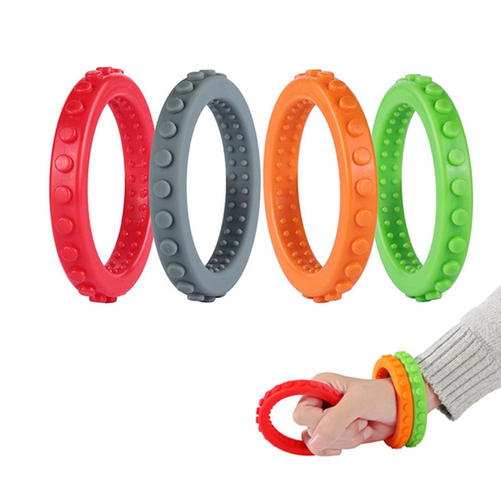 4Pcs Kinderen Siliconen Armbanden Bijtringen Kinderen Siliconen Armbanden Bijtringen Baby Chew Speelgoed Molaire Ringen Baby Molaire Speelgoed