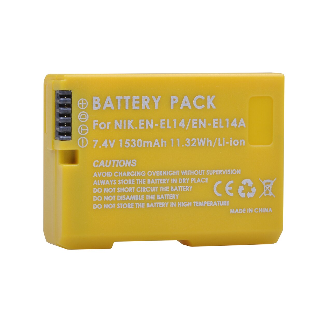 Gult batteri en -el14 en-el14a til nikon en  el14 el14a,  dslr  d5300 d5600 d3300 d5200 d3200 d5100 d5500 coolpix  p7000 p7100: 1x batterier