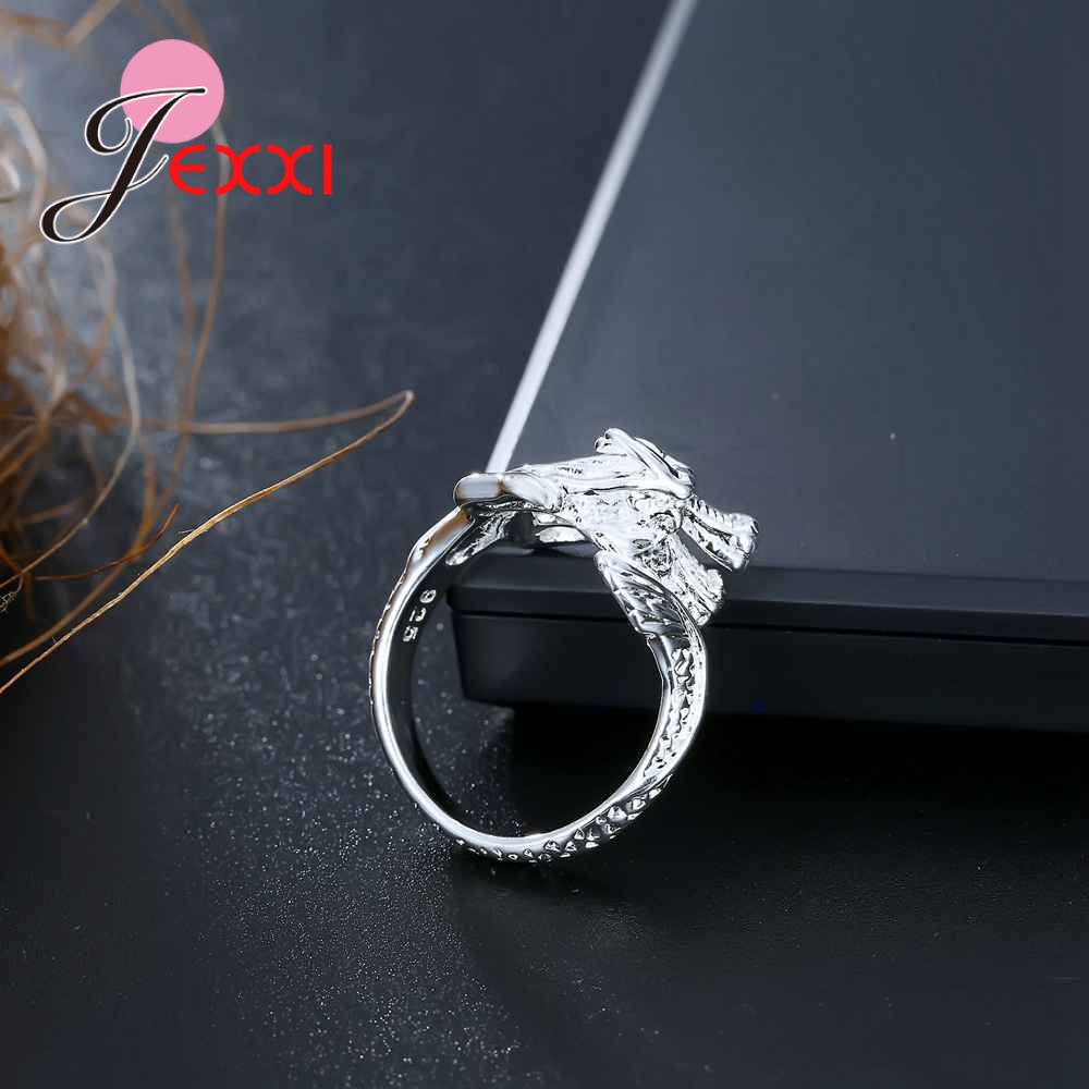 925 Sterling Zilveren Ring voor Vrouwen Man Liefhebbers Chinese Stijl Draak Verstelbare Size Animal Party Accessoire