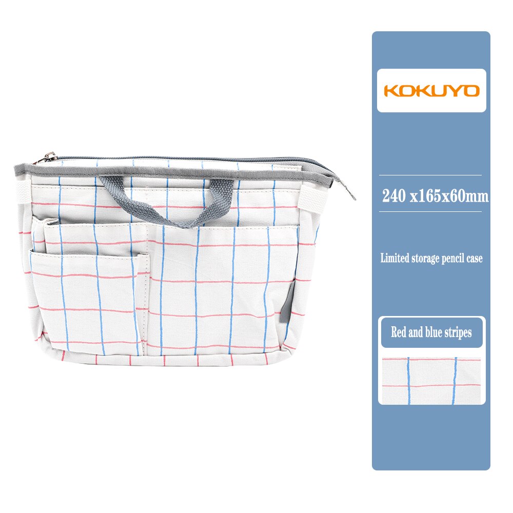KOKUYO – trousse à crayons japonaise, sac de rangement Simple, petit et frais à double usage, sac à dos multifonction de grande capacité: Blue stripes