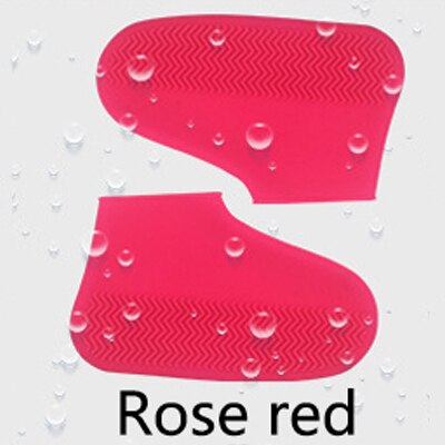 Capa de sapato impermeável material de silicone unisex sapato cobre ao ar livre adequado para dias chuvosos fácil de transportar botas de chuva à prova dwaterproof água: Rose red / S