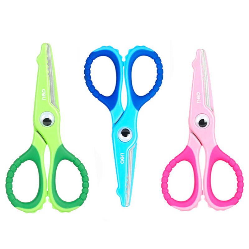 3pc/lot Deli Plastic Scissors for Paper Preschool Kids Safety Training Scissors Child Safe Craft Scrapbooking Scissors School: E