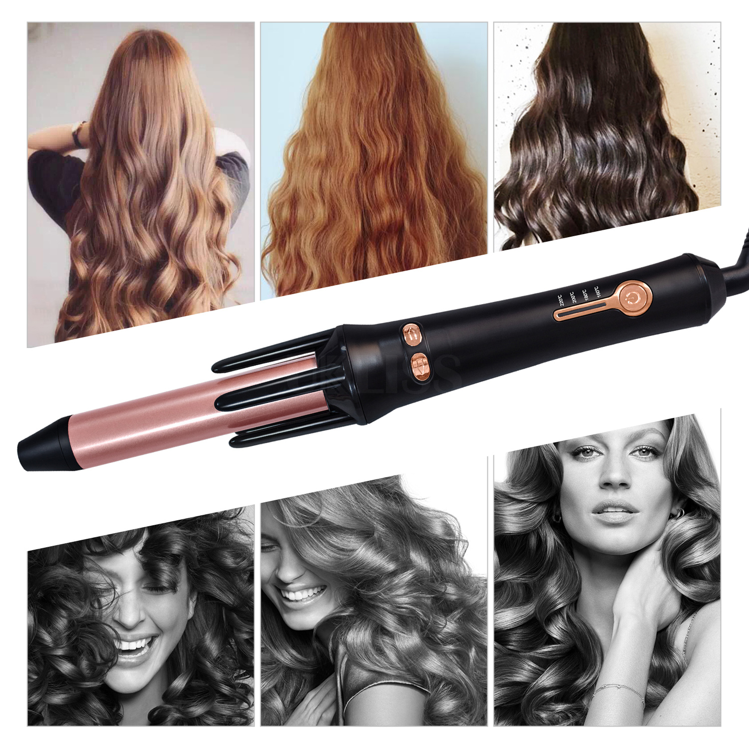 Bigoudi électrique rotatif pour cheveux, fer à friser automatique, ondulation de plage professionnelle, bigoudis