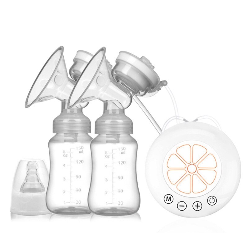 Electric Breast Pump, Portable & Rechargeable, Battery Operated Double Silicone B36E: White