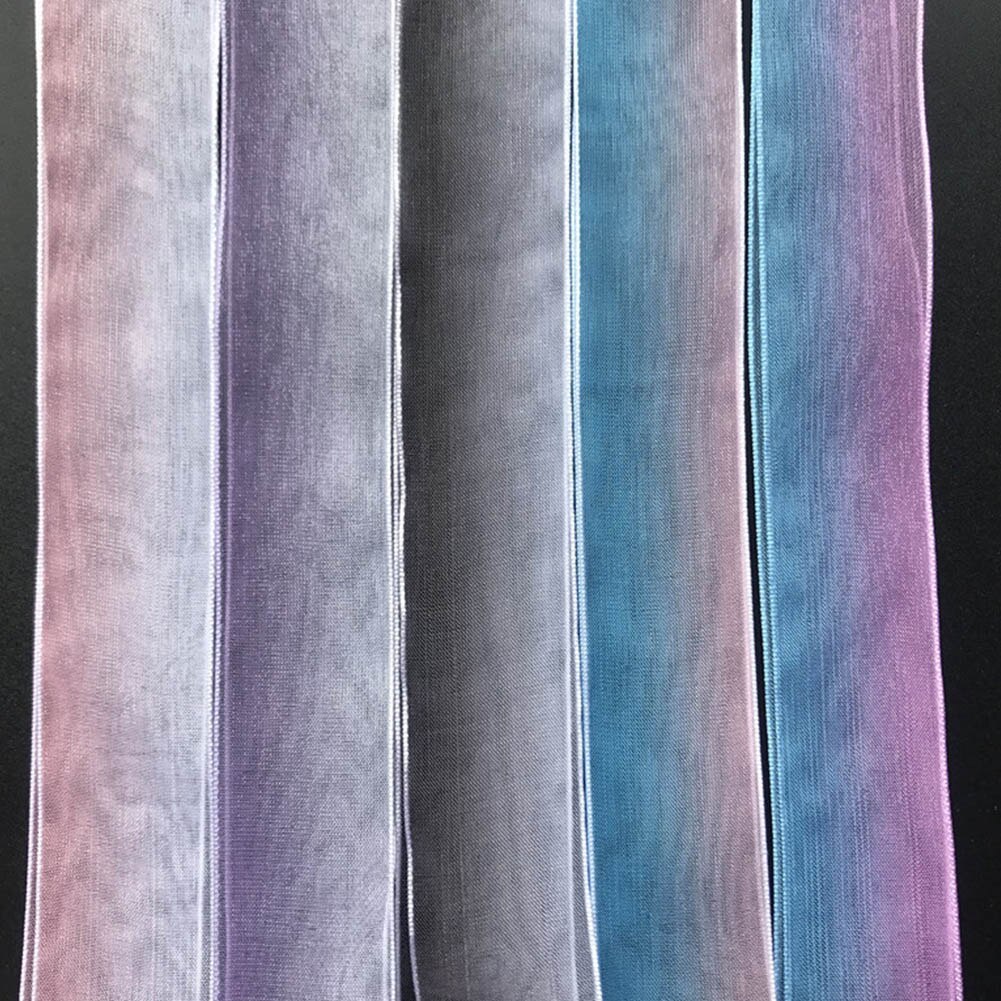 1 Paar 2.5Cm Breed Organza Lint Veters Sportschoenen Sneakers Strik Platte Schoenveters Gradiënt Kleur Doorschijnend