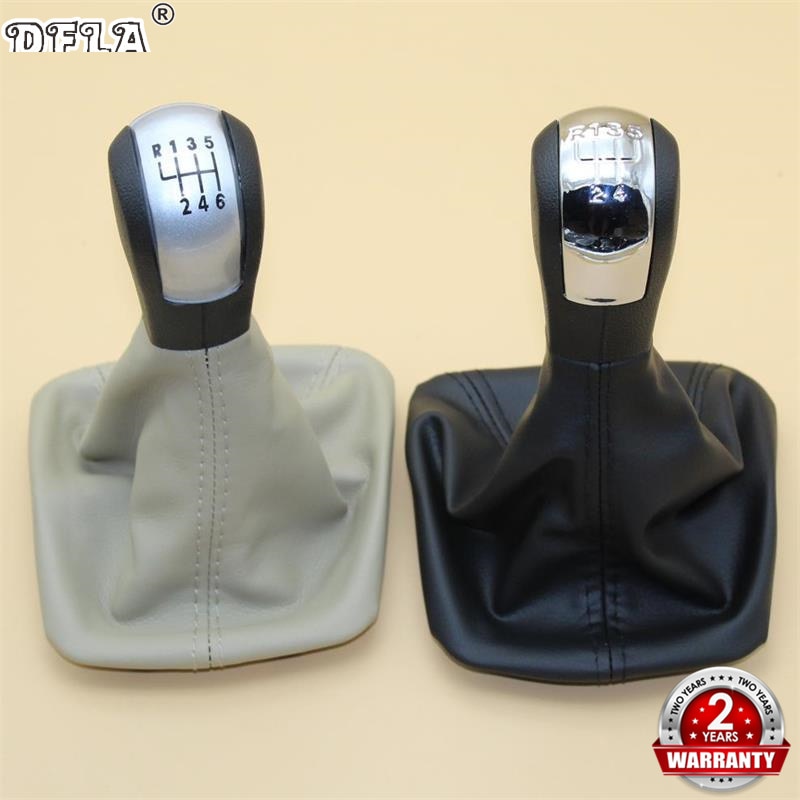 5 / 6 velocidad perilla de caja de cambios de cuero de arranque para Skoda Octavia 2 A5 A6 2004, 2005, 2006, 2007, , , , , ,