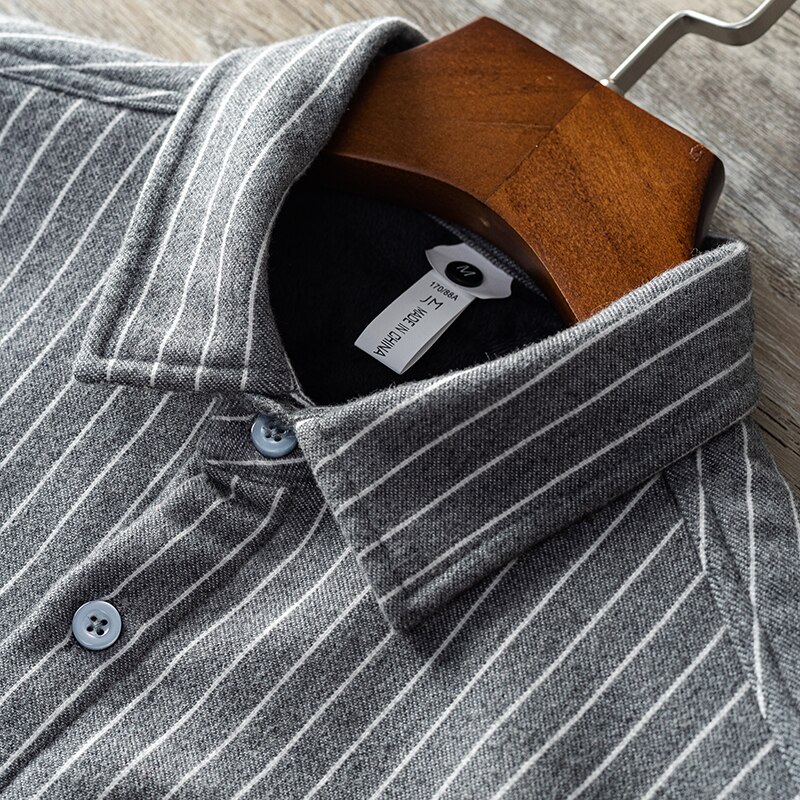 Winter en herfst plus fluwelen warme strepen overhemd heren casual gestreepte overhemden voor heren comfortabel overhemd heren