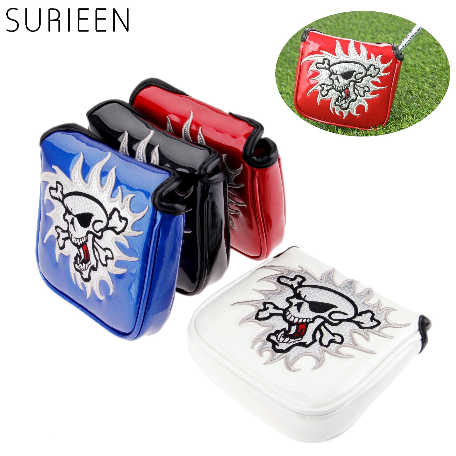 Golf putter head cover passer for alle mallet stil puttere magnetisk lukking firkantet form golf putter head headcovers