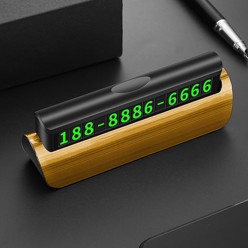 Hidden Luminous Car Phone Number Plate Car Sticker Night Light Phone Number In The Car For Car Styling Temporary Parking Card: Gold