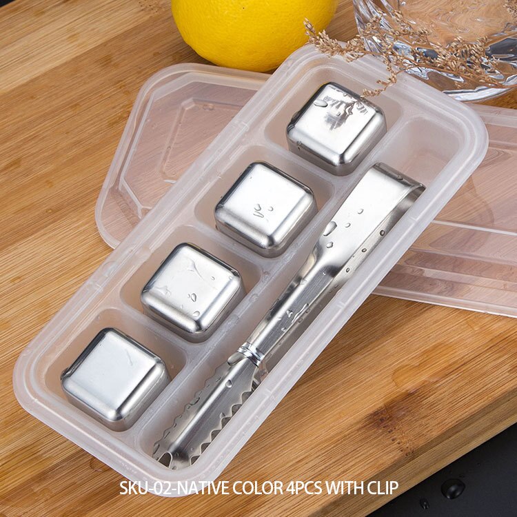Rvs Ice Cubes, Herbruikbare Chilling Stones Voor Whiskey Wijn, Houd Je Drankje Koud Langer Ijs Deeltjes: 2