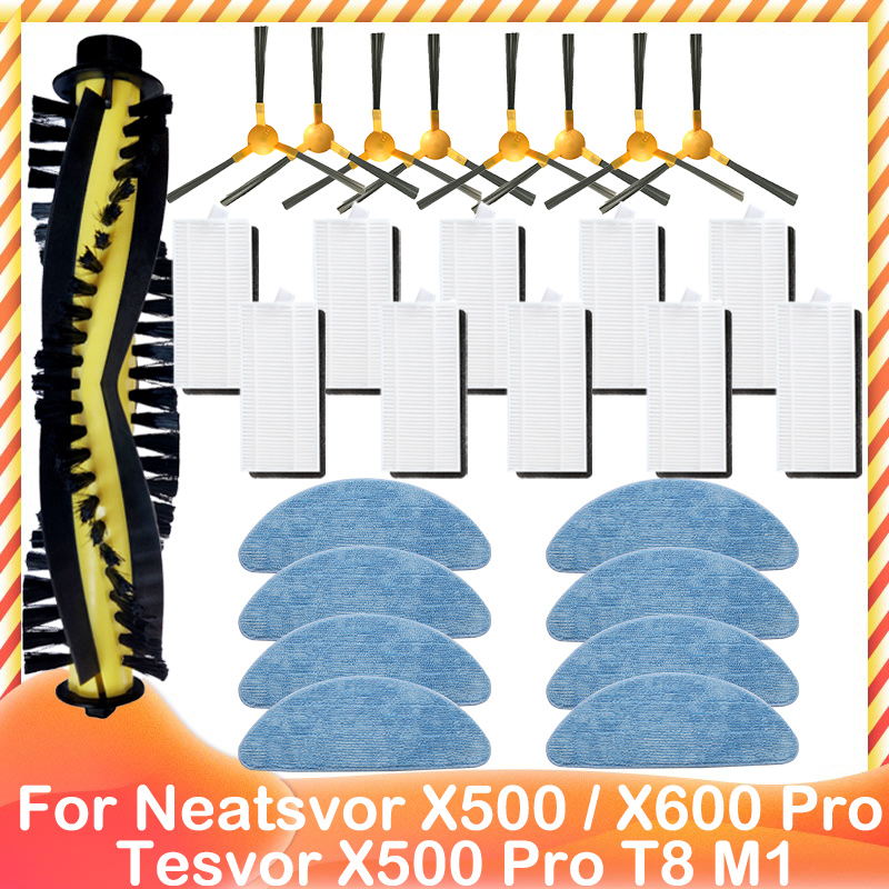 For Neatsvor X520 X500 Tesvor X500 Pro T8 M1 Ikhos Create NetBot S15 S14 Hepa Filter Mop Cloth Main Side Brush: green