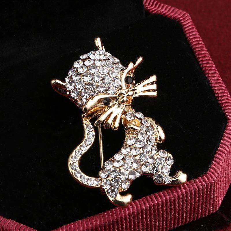 Hesiod Dames Broche Kristal Ster - Klassieke Sprankelende Ketting Broches Jurk Decoratie Zilver/Zwart/Goud: 061