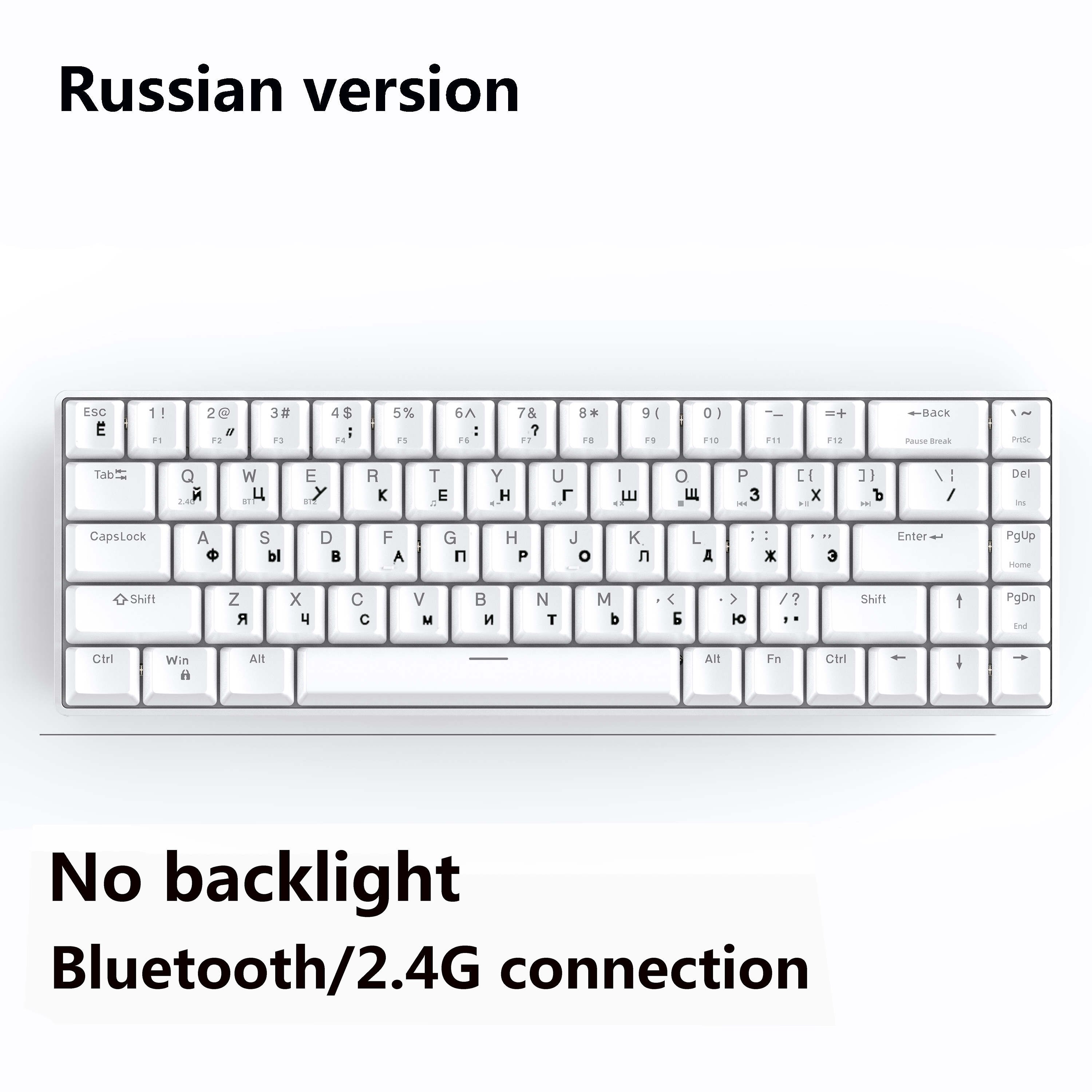 Mechanische Toetsenbord Bluetooth/2.4Ghz Gaming Toetsenbord Wirless Blauw/Rood/Bruin Schakelaar Voor Mac Windows Android: GK68 White RU / bruin schakelaar