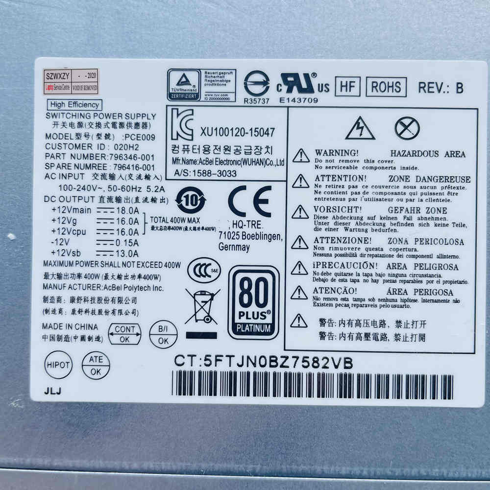 Gd Voeding Adapter Voor Hp Z240 PCE009 PS-5401-1HA 796346-001 796416-001 400W Switch Power supply 100% Getest Snelle