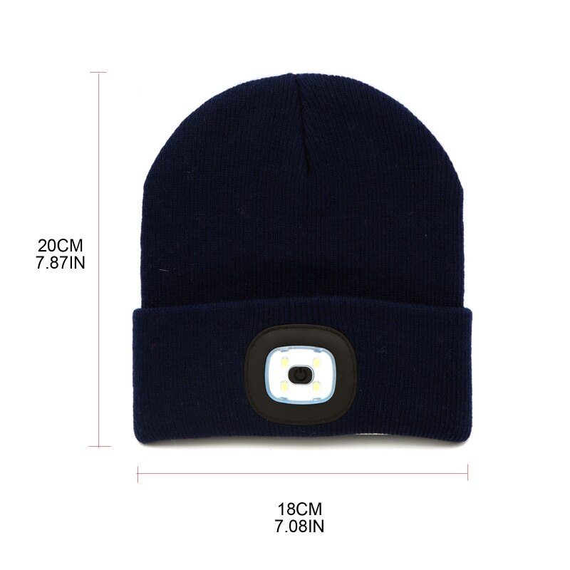 LED Lighted Beanie Rechargeable 4 LED Headlamp Hat,Knitted Winter Hat G99D