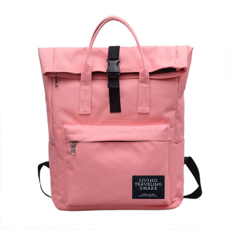 Mara's Droom Vrouwen reistas Multifunctionele canvas grote capaciteit studenten bag casual eenvoudige effen kleur Vrouwen rugzak: F Pink