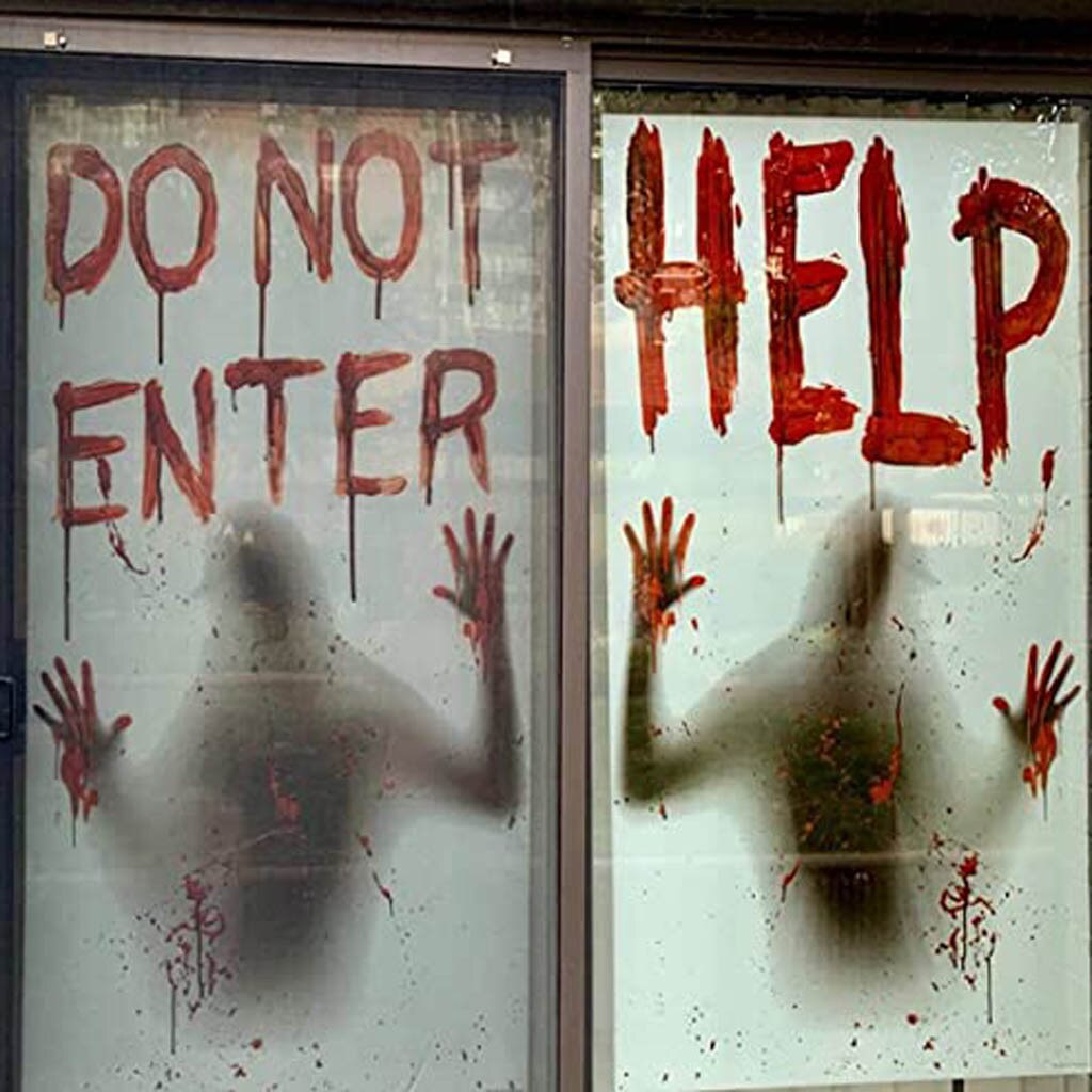 2PCS Halloween Masquerade Party Haunted Houses Decoration Window Poster “HELP DO NOT ENTER” Letter Terror Wall Stickers F99