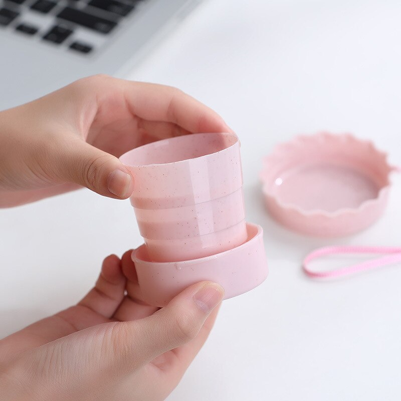 Mini Collapsible Folding Cup Portable Straw Wheat Plastic Telescopic Drinking Convenient Travel Office Coffee Tea Cups Camping