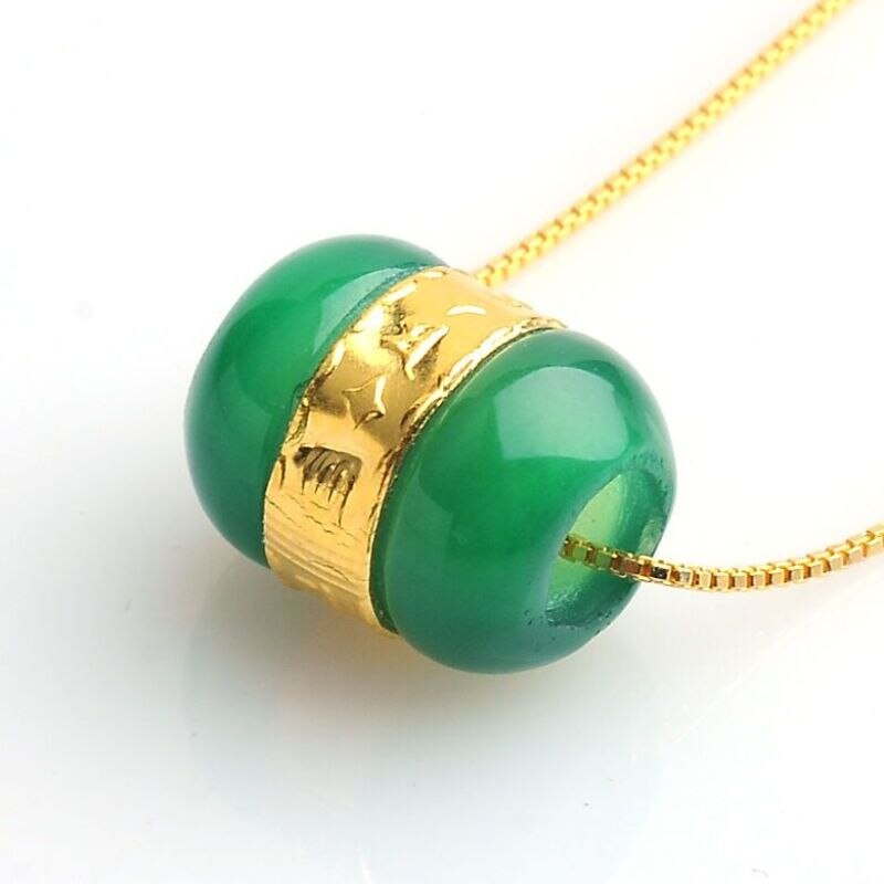 Venda quente 24k ouro amarelo frustrado perfeito verde jade solto grânulo/pingente 1 pçs