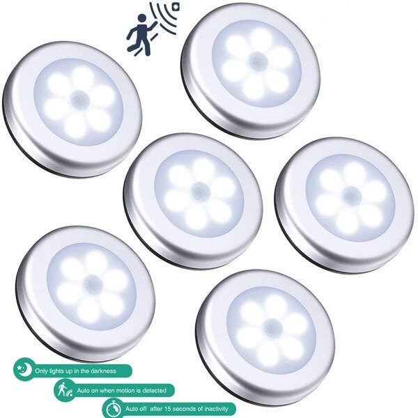 1Pack PIR Infrared Motion Sensor Lamp Battery Powered Night Light Magnetic Infrared Wall Lamp Closet Stairs(Battery Not Include)