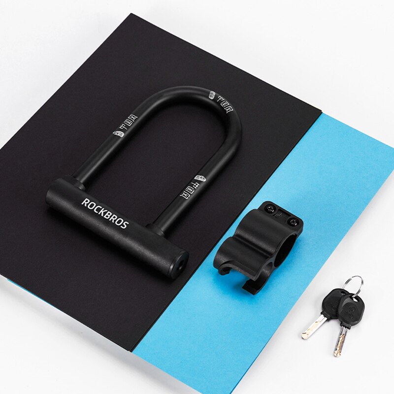 ROCKBROS-candado para bicicleta eléctrica, candado de estilo chino en forma de U, candado antirrobo, juego de cables para bicicleta de montaña y carretera, accesorios
