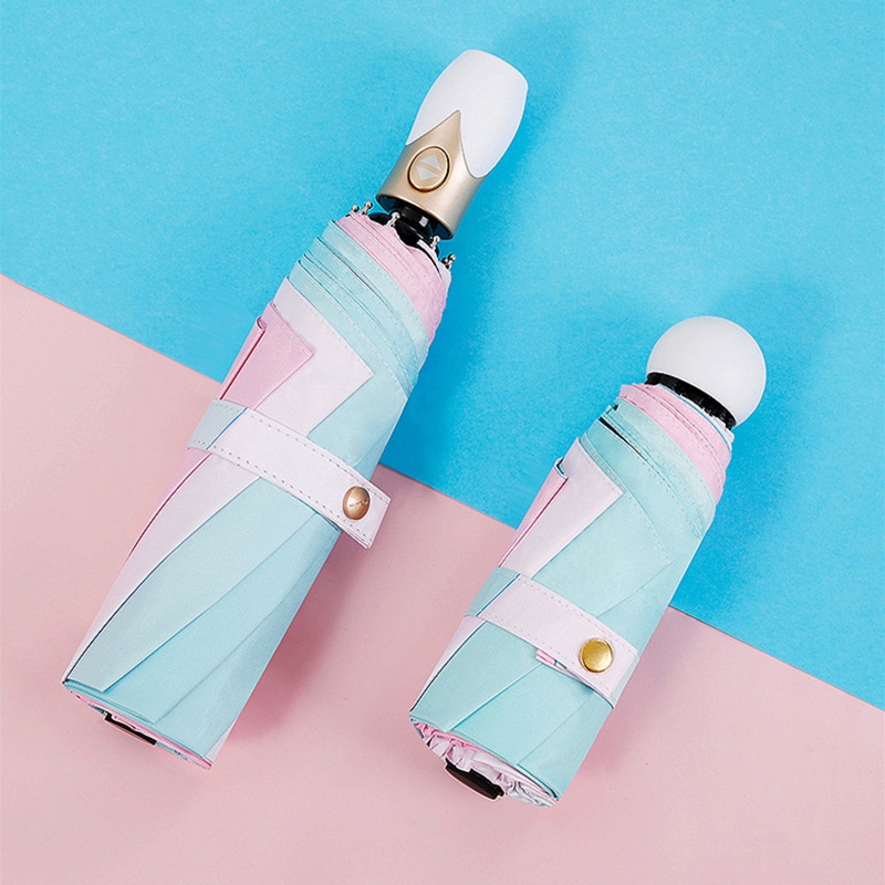 Creativo Cambia colore Ombrello gradiente Arcobaleno Della Novità Della tasca ombrello donne pioggia parasole signore capsula ombrelli