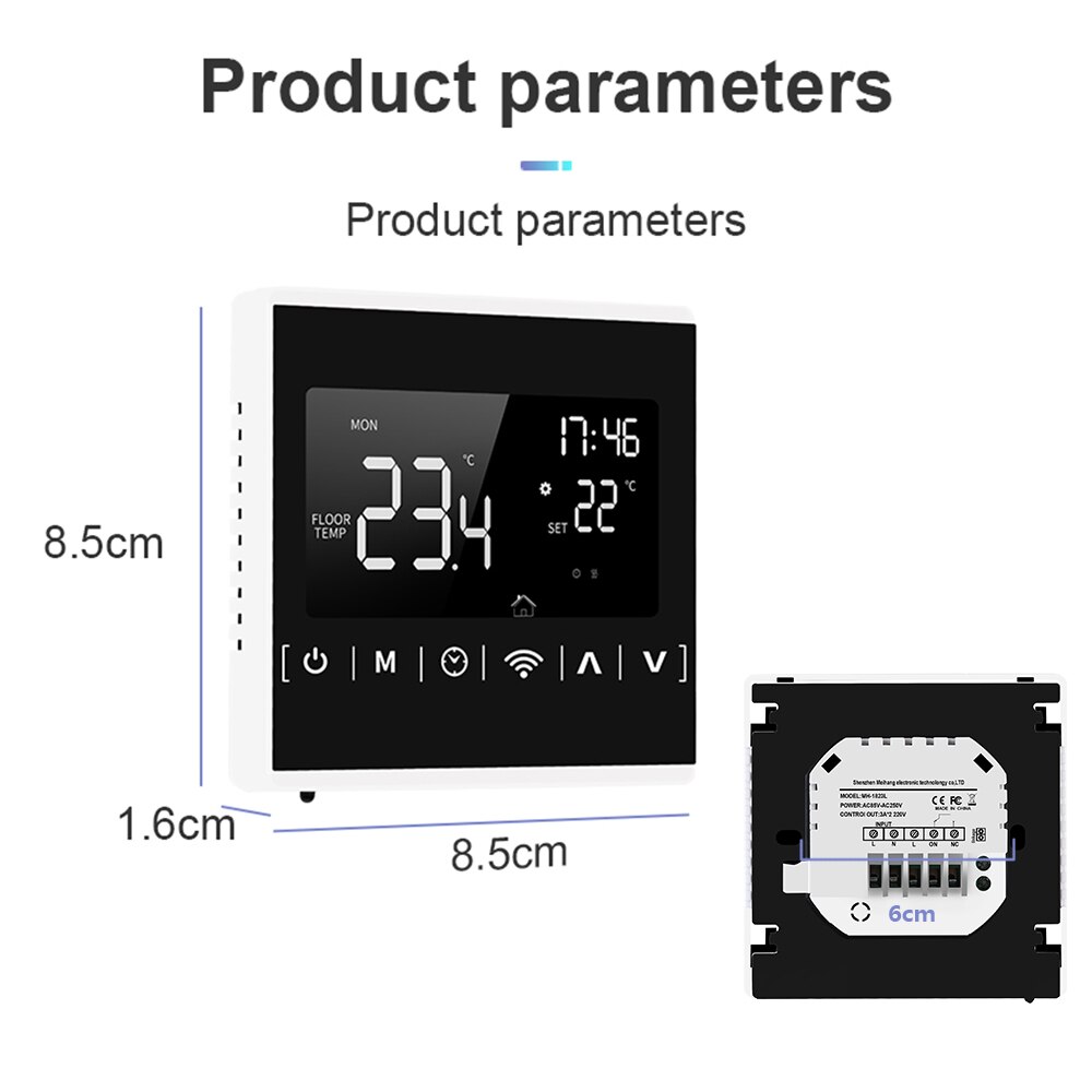 MEIH 85-250V WiFi Smart Thermostat Weekly Programmable Thermostat APP Control Backlight LCD Water Heating Temperature Controller