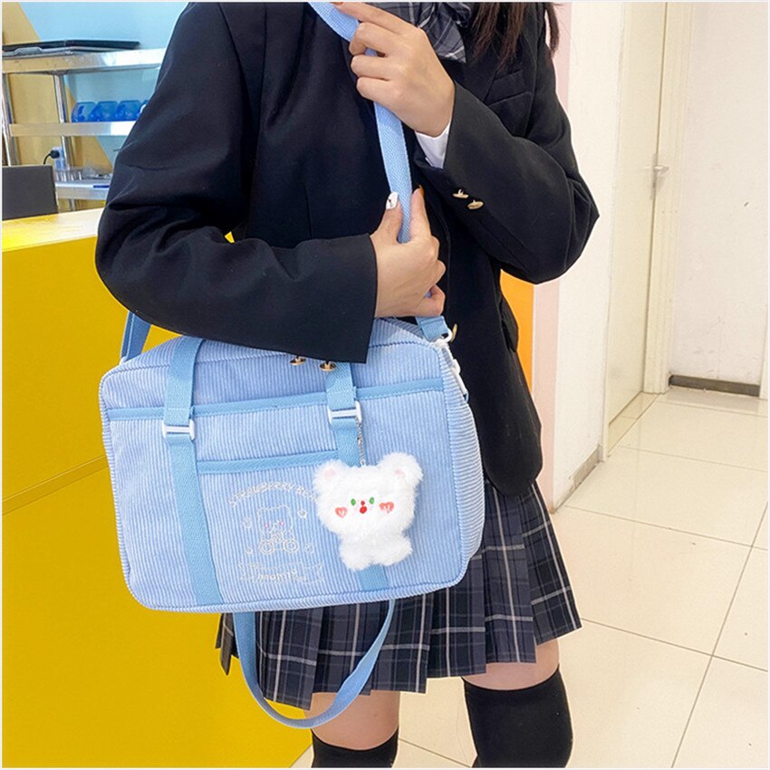 Frauen Cord Schulter Taschen Schule Mädchen Jk Schul Handtaschen Casual Frauen Tote Crossbody Einkaufstasche Für Damen