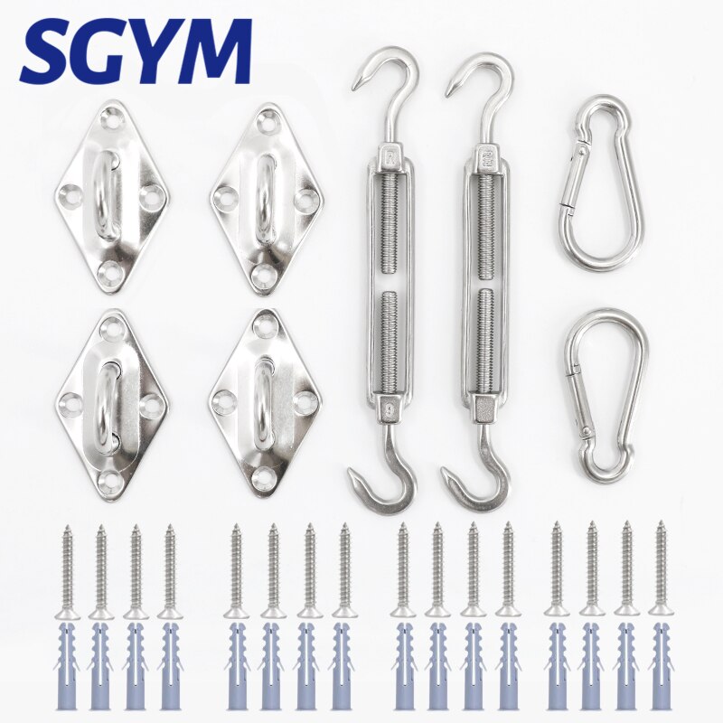 Sun Shelter Shade Sail Hardware Kit Awning Canopy Accessories 304 Stainless Steel Carabiner Clip Hook Screws Tent Tarp Accessory