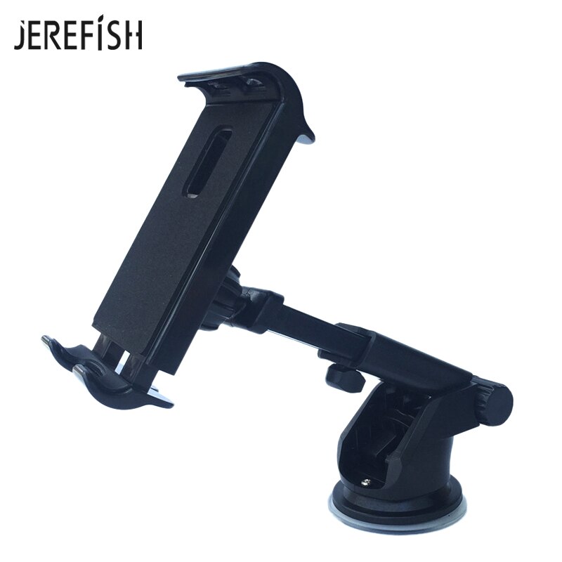 JEREFISH Voorruit Auto Tablet Telefoon Houder Dashboard Auto Telefoon Mount voor iPhone Samsung Huawei iPad Mini xiaomi Auto Houder: Black