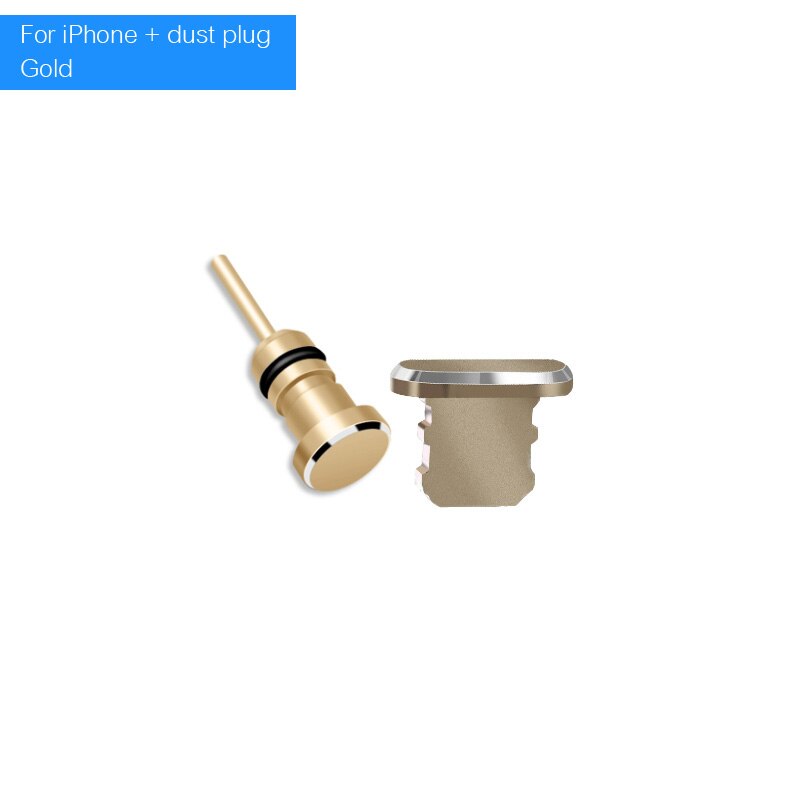 Puerto de carga de Metal 3 en 1 para auriculares, conector antipolvo para teléfono Android tipo C, 3,5mm, tapón de extracción, Pin de tarjeta para iphone: Gold For iphone