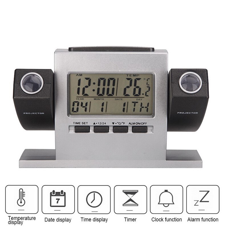 Dobbelt projektor bord ur elektronisk digital ur dobbelt hoved rotation tid temperatur projektion moderne