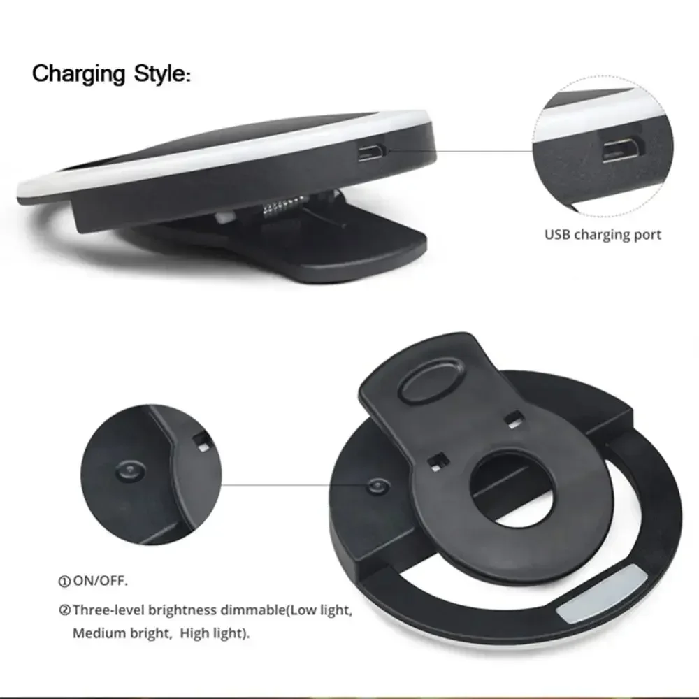 Anneau lumineux LED pour Selfie, lampe à clipser pour téléphone Portable, Charge USB, lumière pour Selfie, Flash Ins, appareil Photo pour Smartphone