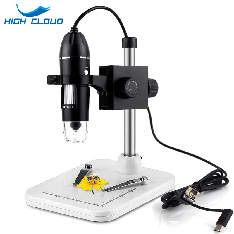 Microscopio Digital con USB, cámara endoscópica de aumento 1600X con adaptador OTG Compatible con Mac Windows 7/8/10 Android Linux