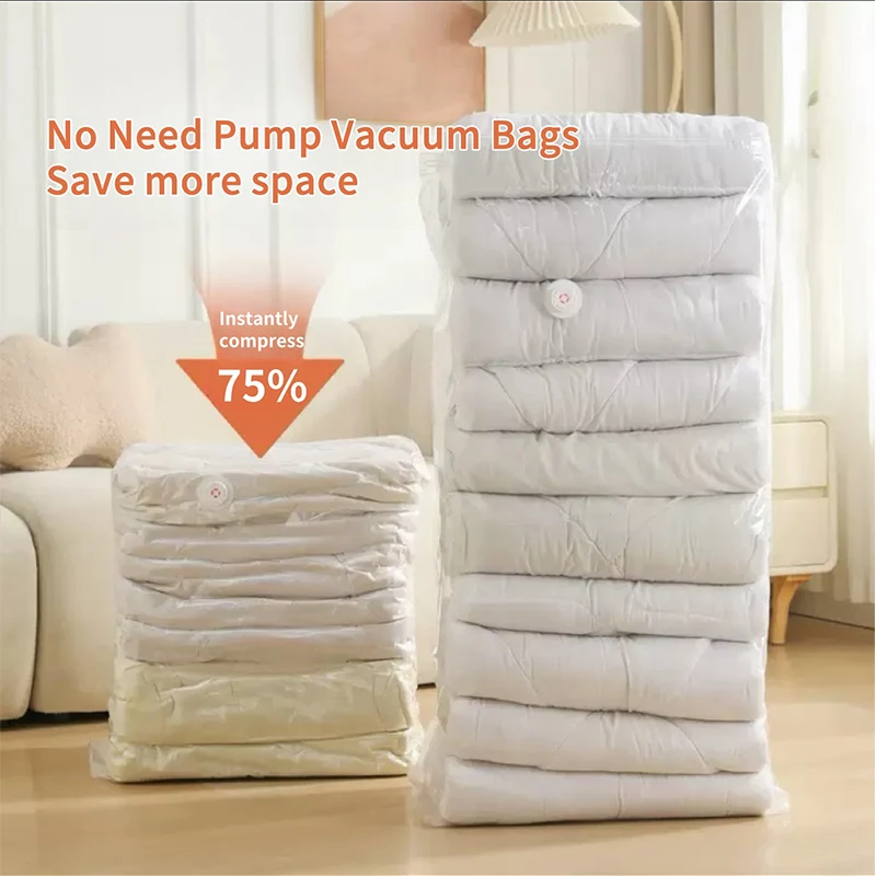 Bolsas de almacenamiento al vacío cúbicas, bolsas de plástico grandes para guardar ropa, edredón, mantas, bolsa vacía de compresión, 1-5 uds.