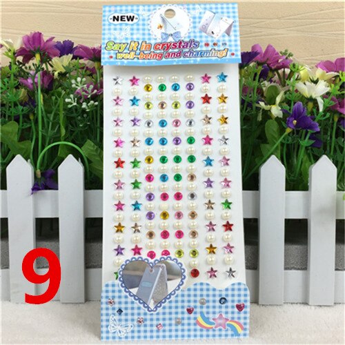 Many Styles Mixed Color Acrylic Rhinestone Crystal Decoration Stickers 3D Baby Kids boys girls DIY Cute Children toys Stickers: 9