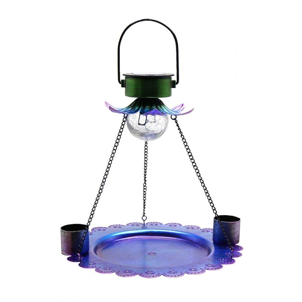 LED Solar Power Bird Feeder Hummingbird Feeder Waterproof LED Lamp Wild Bird Food Holder Hanging Bird Food Container